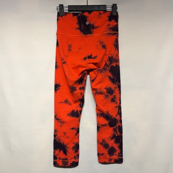 Lululemon Wunder Train High-Rise Crop 21" *Wash Tie Dye Carnation Red Black Sz 6 - Picture 6 of 10